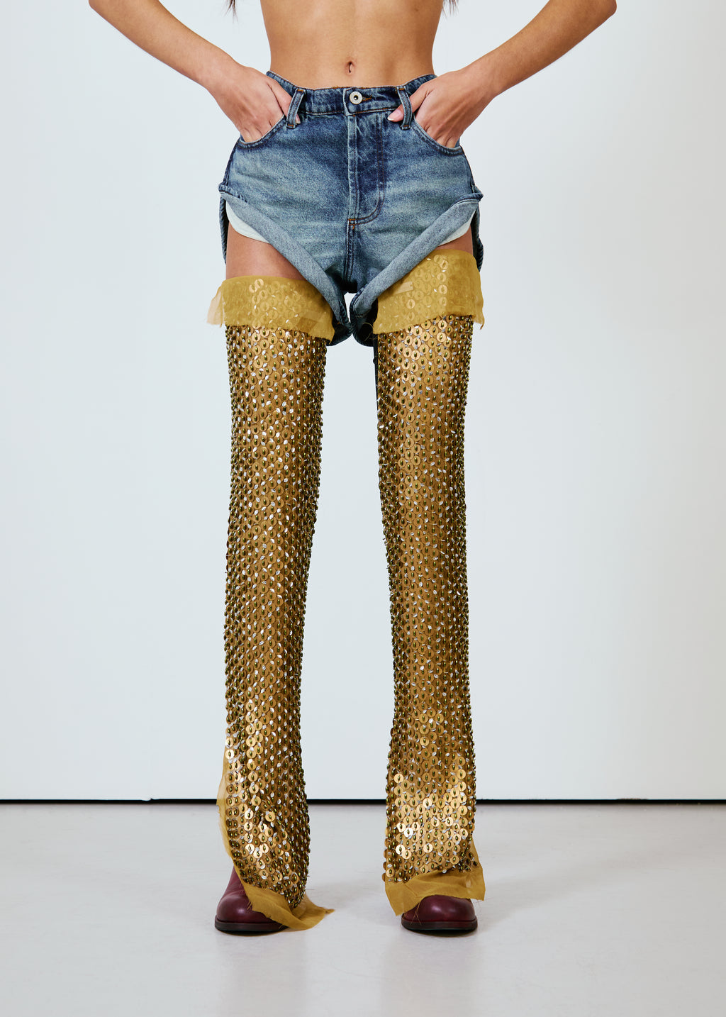 Hand Embroidered Sequin Thigh Warmers