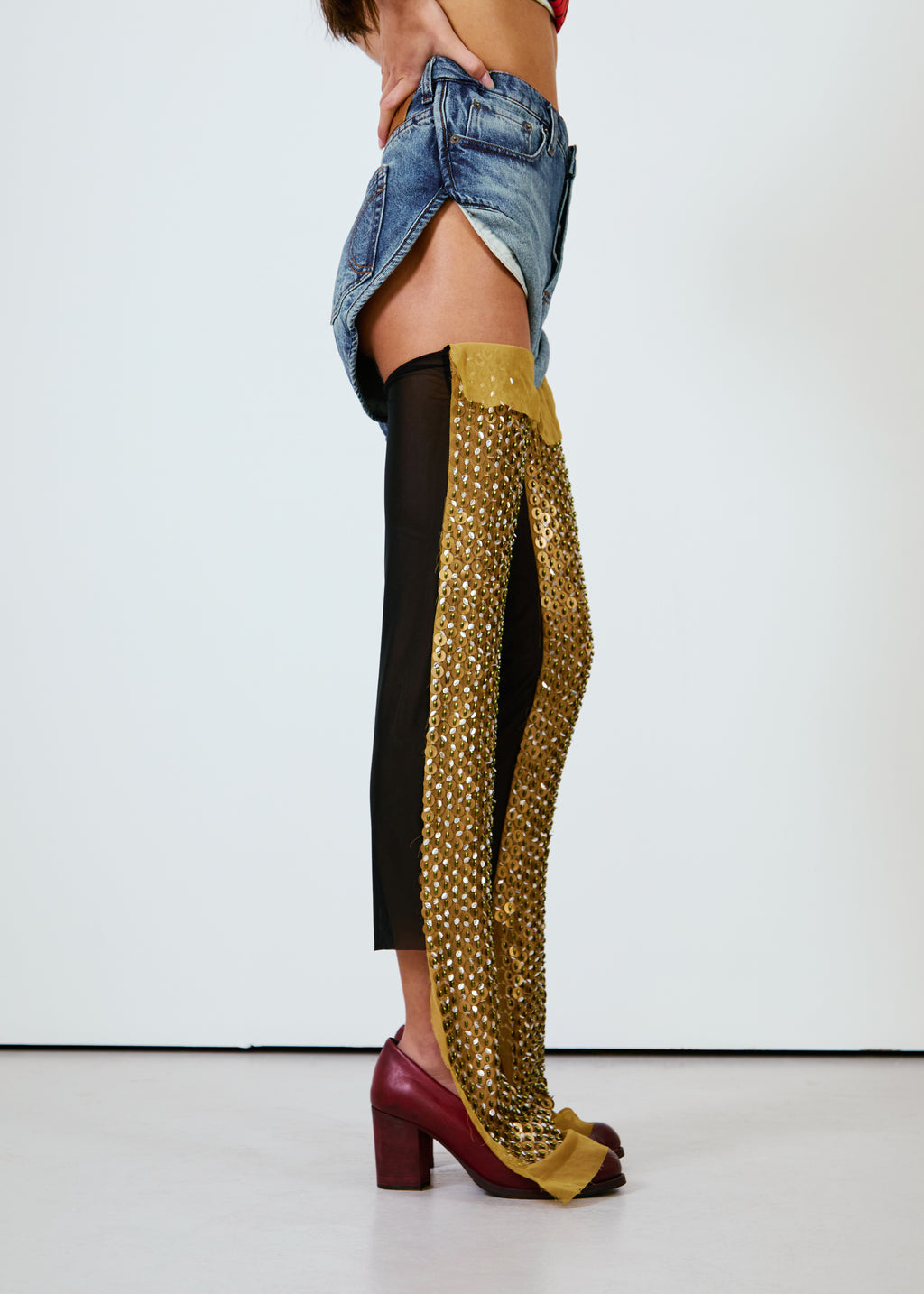 Hand Embroidered Sequin Thigh Warmers